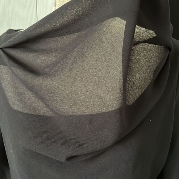 Jeffrey & Sara Evening By Tom Barra 2-Pc Black Sheer Wide Leg Skirt /Top Overlay - Picture 4 of 13